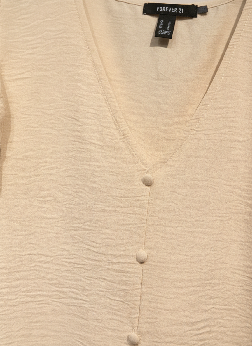 Ruffled Sleeve V-Neck Blouse Cream / Beige thumbnail